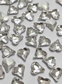 50Pcs K9 Glass Diamonds, Asymmetrical Heart Shape, Pointed Back Gemstone, Shiny White Gray Clear Crystal, For DIY Manicure, Jewelry Making, Earrings, Hair Accessories, Fashion Accessories, Nail Art Supplies, Nail Accessories, Nail Stuff