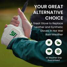 FINGER TEN Golf Gloves Men Left Hand Rain Grip Glove For Right Handed Golfer 1 Pack, All Weather Durable Grip Size Small Medium Large XL White - White - View 4