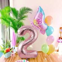 New 40"/32" Large Size Numbers 1-9 Bowknot Foil Balloon Kits, Birthday, Wedding Anniversary Party Decor Foil Balloon
