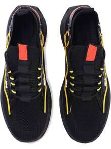 Men's High Top Sports Tennis Shoes Running Sports Outdoor - 橘子黑 - 查看 3