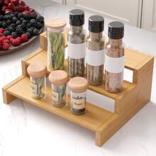 1 szt. Organizer na przyprawy, 3-poziomowy organizer na przyprawy z bambusa, organizer na przyprawy do blatu kuchennego do szafki