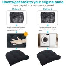 2PCS U-Shaped Cushion Wicker Chair Seat Pads Waterproof Outdoor Garden Furniture Pads Solid 6" Thick Tufted Wicker Seat Cushion Sets Waterproof 2 Pieces Wicker Furniture Cushions Outdoor Cushions For Patio Furniture - 黑色 - 查看 4