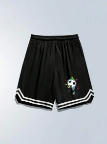 2 件套年轻男童彩色足球短袖 T 恤 + 短裤运动套装，夏季运动服户外套装 - 黑色 - 查看 9