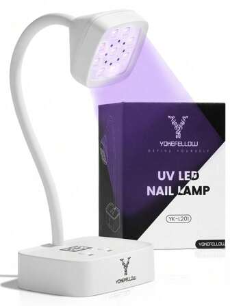 YOKEFELLOW YOKEFELLOW Rechargeable UV Nail Lamp,  White Wireless Nail Light With 2 Timers 30s 60s & Auto Sensor For Fast Curing Gel Nails Polish Gooseneck Cordless UV Nail Dryer & For Women Girls Manicurist Nail Art Salon DIY At Home & For A Gift 2024 NEW