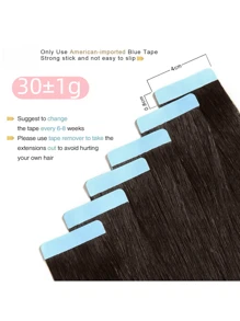 Tape In Hair Extensions Human Hair 20pcs/Pack Remy Straight Invisible Tape Adhensive Hair Extensions Suitable For All People