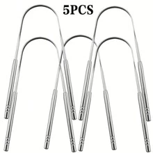Stainless Steel Tongue Cleaner, Oral Tongue Coating Removal Tool, Safe Curved Design, Gentle Cleaning, Helps Reduce Mouth Odor, Flexible Oral Hygiene Instrument
