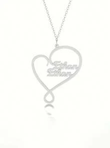 1 pieza Collar de árbol del amor de acero inoxidable personalizado con letras inglesas personalizadas, se puede personalizar con 1-5 colgantes en forma de corazón, estilo bohemio elegante, opción perfecta para regalos del Día de San Valentín y cumpleaños - Multicolor - Ver 4