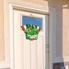 Welkom Houten Bord Voor Voordeur Houten Hanger Bord Zomer Deurbord Houten Lente Welkom Bord Houten Hangend Bord Deurdecoraties Boerderij Portiek Decor Voor Buiten Housewarming Cadeau (Shamrock Stijl)