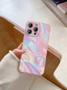 1pc Luxury Gorgeous Colorful Gradient Pattern Frosted Anti-Fall Mobile Phone Case Compatible With Apple/Compatible With Redmi/Compatible With Infinix/Compatible With Vivo Waterproof Shockproof Scratch Resistant,International Version, Not The Domestic Version - Pink - View 4