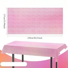2pcs Pink Holographic Laser Tablecloth, Shimmer Lightweight Disposable Rectangle Tablecloths For Birthday Party, Wedding Anniversary, Bachelorette Party - Pale Pink - View 2