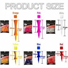 Golf Tees Unbreakable Step Down Plastic Mixed Or Same Height Value 50 Pack, 2 3/4, 2 1/4, 2, 1 3/4, 1 1/2 Inch Length Long Short Tee Blue Yellow Pink Orange Color For Practice Men Women - All 1 1/2'' in Blue - View 2