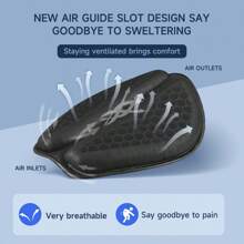 3D Honeycomb Motorcycle Seat Cushion - Breathable, Anti-Slip, Shock-Absorbing - Black - View 3