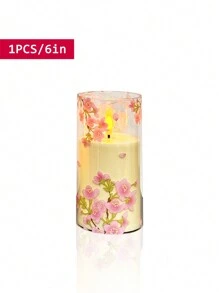 3 件/套樱花蜡烛灯带定时器遥控器，闪烁无焰蜡烛，带粉色樱花 LED 电池供电真蜡，3 件逼真灯芯柱状蜡烛带温暖火焰，适用于家庭、卧室、婚礼、订婚、圣诞节、万圣节、公司聚会