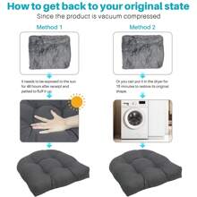 2PCS U-Shaped Cushion Wicker Chair Seat Pads Waterproof Outdoor Garden Furniture Pads Solid 6" Thick Tufted Wicker Seat Cushion Sets Waterproof 2 Pieces Wicker Furniture Cushions Outdoor Cushions For Patio Furniture - 深灰色 - 查看 5