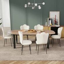 Lot de 2 Chaise pour salle à manger, Style scandinave et dossier ergonomique, Siège en tissu et Pieds en Métal, 45x46x91cm, Chaise multi-usage pour cuisine, salon, chambre et bureau, Couleur disponible: Beige, Vert, Rose - Beige - Voir 4
