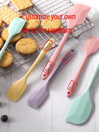 1 pezzo Spatola in silicone personalizzabile, strumento raschietto da forno, resistente ad alte temperature, antiaderente, lavabile in lavastoviglie, multicolore, utensile da cucina e da forno