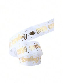 5 码宽 2.5 厘米，1 件毕业派对装饰丝带，缎带蝴蝶结 DIY 蛋糕包装丝带，烘焙和礼品包装，金箔，毕业典礼，2025 年毕业装饰，生日派对礼物