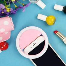 1pc White/Pink Portable Selfie Ring Light With UsBCharging, Photo Shoot, Beauty, And Skin EnhancementFunctions - Multicolor - View 5