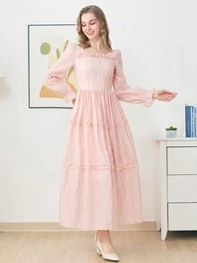 Elegant Silver Metallic Embossed Jacquard Formal Evening Gown, Party Dress, Wedding Guest Dress, Prom Dress