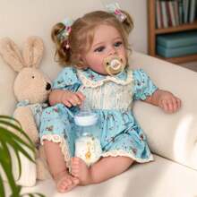 DreamyDolly 18 Inch Realistic-Newborn Baby Dolls  Lifelike Reborn Baby Dolls Blond Girl Handmade Real Life Dolls With Clothes For Kids Age 3+ Realistic Babies,Baby ,Reborn Baby ,Kids Toy,Realistic,Lifelike Baby Dolls,Toys ,Doll Toys   Realistic Newborn Baby Dolls - Lifelike Reborn Blond Girl Doll, Handmade Handcrafted With Soft Vinyl Body, Realistic Features, Blonde Hair, Complete Outfit Set - Perfect For Kids Age 3+ Pretend Play, Roleplay, Nursery Games & Birthday Gifts - Realistic Babies, Baby , Reborn Babies, Kids Toys, Lifelike Baby Dolls, Blond Girl Dolls, Handmade Dolls, Soft Body Dolls - Multicolor - View 5