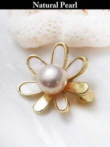 1pc Elegant Cultured Pearl Brooch Decor - Angel Wings, Ginkgo Leaf & Floral Design, Women Jewelry And Accessories For Necklaces, Scarves, Beach, Pride, Birthday, Graduation Gifts