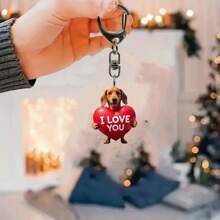 1pc "I LOVE YOU" Cute Dog Keychain - Couple Keychain, Suitable For Backpacks, Keychains, Wallets, DIY Holiday Gifts, And Holiday Occasions, Backpack Pendant With Unique 2D Design, Valentine's Day