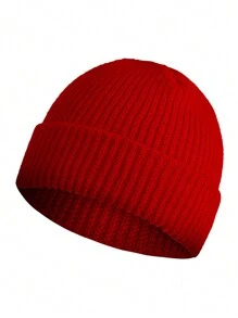 1pc Unisex Knitted Beanie Hat, Warm Winter Cap - Multicolor - View 16