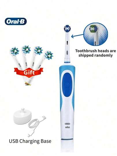 Oral-B Oral B ORD12 Adult Rechargeable Electric Toothbrush With 4 Brush Heads Small Round Head Rotating Toothbrush Male And Female Couple Toothbrush Gift For Boyfriend And Girlfriend