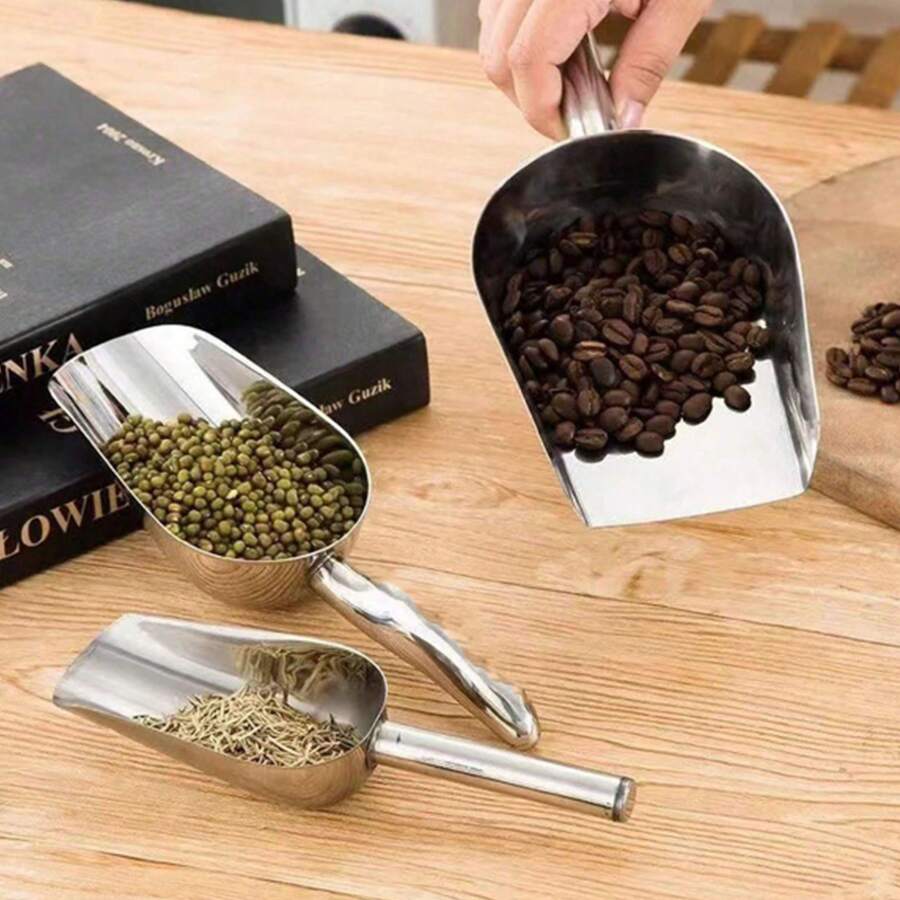 1 件不锈钢厚扁冰勺/勺，适用于冰块、糖、茶叶、米、面粉，颜色随机包装 - 彩色 - 查看 1