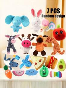 5pcs Cartoon Dog Toys, Suitable For Small Dog Breeds - , Interactive And Crinkly Pet Playset, For Pets That Love To Chew Tug Of War Pet Toys With A Bell