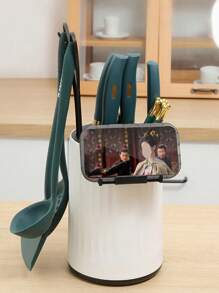 1pc Kitchen Rotate Knife Holder Rack, Multi-Functional Utensil Storage Organizer For Knives, Chopsticks, Cutlery - Multicolor - View 6