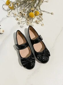 1 Pair Versatile Bow Decor Girls' Flats, Suitable For Spring And Summer - Black - View 4