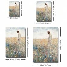 1PC Unframed Jesus Leaves The 99 Retro Art Poster Christian Wildflowers Field Vintage Painting Canvas Print Rustic Farmhouse Wall Decor Picture For Dorm,Apartment,Living Room,Bedroom,Modern Home Decoration - Multicolor - View 4