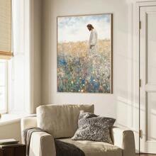 1PC Unframed Jesus Leaves The 99 Retro Art Poster Christian Wildflowers Field Vintage Painting Canvas Print Rustic Farmhouse Wall Decor Picture For Dorm,Apartment,Living Room,Bedroom,Modern Home Decoration - Multicolor - View 3