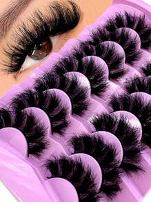 Long Lashes!7 Pairs Extension Thick Long Reusable Extended Makeup Lashes 9D Faux Mink False Eyelashes, Multi-Layered Curly & Fluffy, Soft & Voluminous Drama Messy Mink Lashes, 18-25mm Ultra Long & Dense, Handmade Suitable For Beginners, Comfortable - Black - View 8