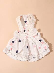 nicovaer 1 件白色爱心印花面料手工蝴蝶结背部宠物连衣裙，轻盈透气春夏宠物太阳裙，适合小型犬和猫，室内外穿着，情人节，婚礼 - 白色 - 查看 11