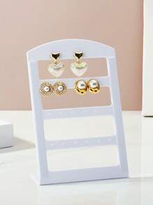 Folding Z 1pc Jewelry Holder Organizer Earring Organizer With 24 Holes Jewelry Display Storage,Solid Color L-Shaped Acrylic Jewelry Display Stand, Modern & Simple Plastic Earrings Storage Rack For Stud Earring Collection, For Woman Gifts Earring Back To School