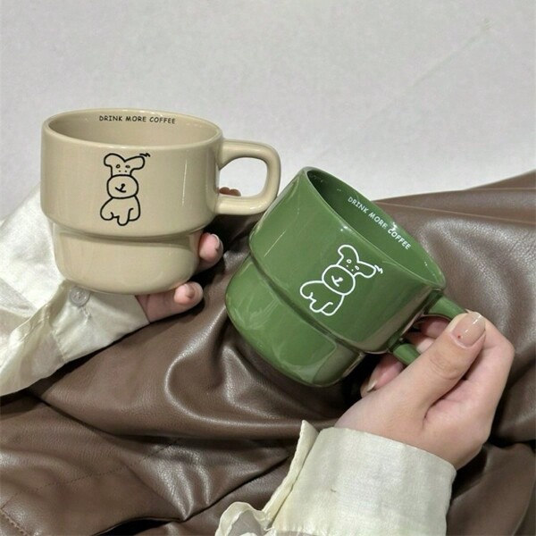 1pc Cartoon Puppy Breakfast Cup, Ceramic Coffee/Tea Mug, Couple Mug, Home Use