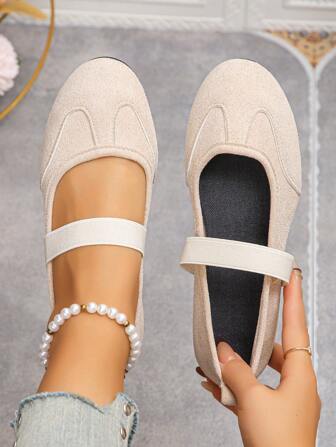 Women's Casual Elastic Band Flat Loafer Shoes, Minimalist And Versatile Fashion