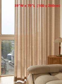 2 件日式休闲简约加厚亚麻薄纱窗帘，半透明但不透视，适用于客厅、卧室、阳台、日常家居装饰