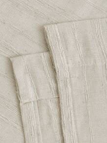 1pc Beige Striped Linen Curtain Tie-Up Roman Shade Chic Semi Sheer Curtain For Kitchen Bathroom Small Windows