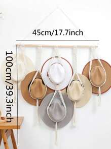 1 pièce/1 set Porte-chapeau en bois macramé, étagère murale tissée pour ranger les chapeaux, organisateur de chapeau fait main, étagère suspendue pour casquettes de cowboy, pour dortoir, étude, derrière la porte, rangement de casquettes de baseball, support à chapeaux bohème pour la maison, chambre à coucher, salle de bain, salon, bureau, décoration de maison, cadeau pour la Saint-Valentin, la Fête des Mères, Pâques, la Fête des Enseignants, le Nouvel An, la remise des diplômes, le printemps, l'été, les festivals, révélation du sexe, anniversaires, mariages, fêtes, le cadeau parfait pour les collègues, les amis et la famille, la rentrée scolaire