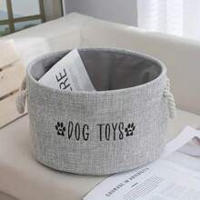 Large Canvas Dog Toy Storage Basket - Spacious Round Pet Toy & Accessory Organizer