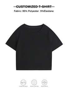 Camiseta Personalizada para Mulheres - Adicione seu próprio texto (Slogan/Citação/Expressão/Lema) para Criar sua própria Camiseta Impressa Personalizada, Perfeita como Presente para Namorada/Esposa, Dia dos Namorados, Ação de Graças, Natal, Aniversário, Casamento, Melhor Amiga - Preto - Visão 3