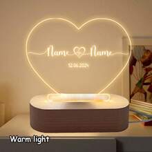 LICVIC 1pc Customized Name Heart-Shaped Acrylic Lamp, Personalized Text/Date Acrylic Decor, Acrylic Decor With Base - Style a - View 9