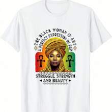 Month African American Women Positive Quotes T-Shirt - trắng - Xem 1