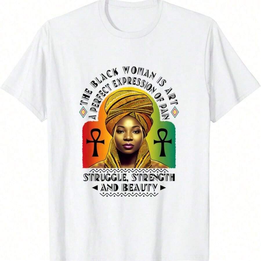 Month African American Women Positive Quotes T-Shirt - trắng - Xem 1