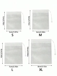 100 个多用途一次性无纺布抽绳茶包，白色过滤袋，带抽绳，易于倾倒和清洁，适用于咖啡、茶、草药、香料、珠宝包装和礼品捆绑返校