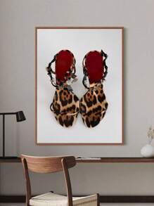 1PC Cheetah Heels Plakat Luksusowy Moda Slay Print Leopard Heels Czerwony Wall Art Glam Animal Print Y2k Decor Modny Projektant Prezent Dla Niej, Bez Ramki
