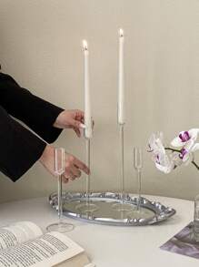 1 Set/4pcs Vintage Glass Candle Holders Set, French Minimalist Candle Holders, Suitable For Dining Table, Wedding, Banquet, Candlelight Dinner, Home Decor, Gift - Multicolor - View 11